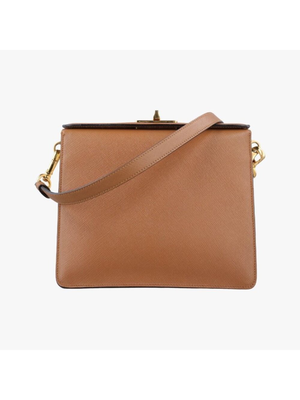 Prada Bicolor Box Brown White Saffiano Leather